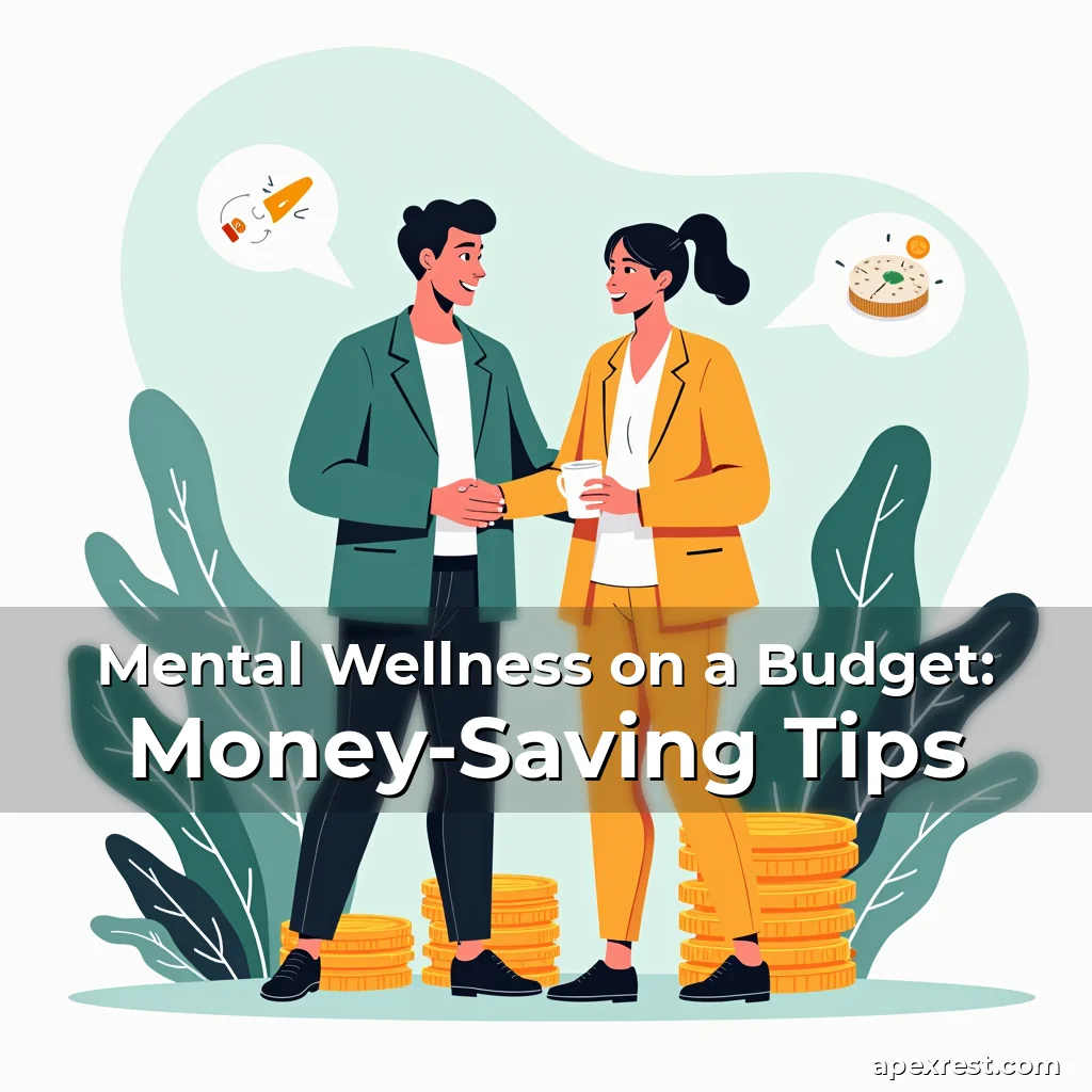 Artistic representation for Mental Wellness on a Budget: Money-Saving Tips